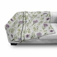 thumbnail image 3 of Green and Purple Soft Flannel Fleece Blanket, Pastel Toned Watercolor Garden Art Pattern with Flowers and Leaves, Cozy Plush for Indoor and Outdoor Use, 70" x 90", Mauve Khaki White, by Ambesonne, 3 of 6