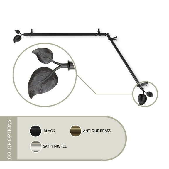 Contemporary Home Living Solid Contemporary Corner Window Curtain Rod - 179" - Black