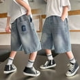 thumbnail image 6 of Lullu Boys Summer Casual Denim Shorts Kids Elastic Waist Loose Fit Jean Shorts, Sizes 5-16, 6 of 7
