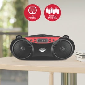GPX CD Boombox, AM/FM, LED Display, BC232R, Red