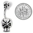 thumbnail image 2 of Body Candy Womens 14G 316L Stainless Steel Navel Ring Piercing Double Skull Double Mount Belly Button Ring, 2 of 3