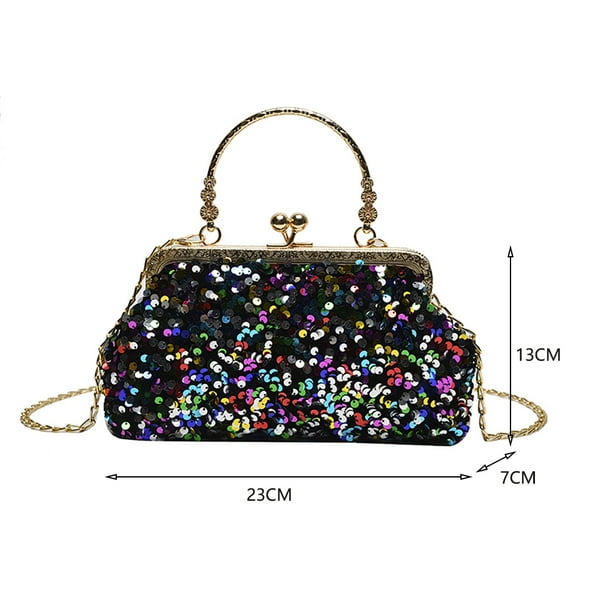 Bolsa de mano con lentejuelas para mujer de noche para novia de fiesta con mango de Metal Ndcxsfigh Para Estrenar Walmart en linea