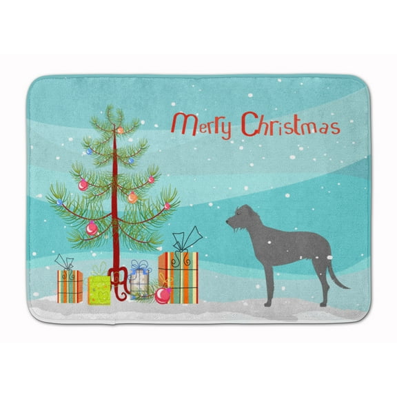 Irish Wolfhound Merry Christmas Tree Machine Washable Memory Foam Mat