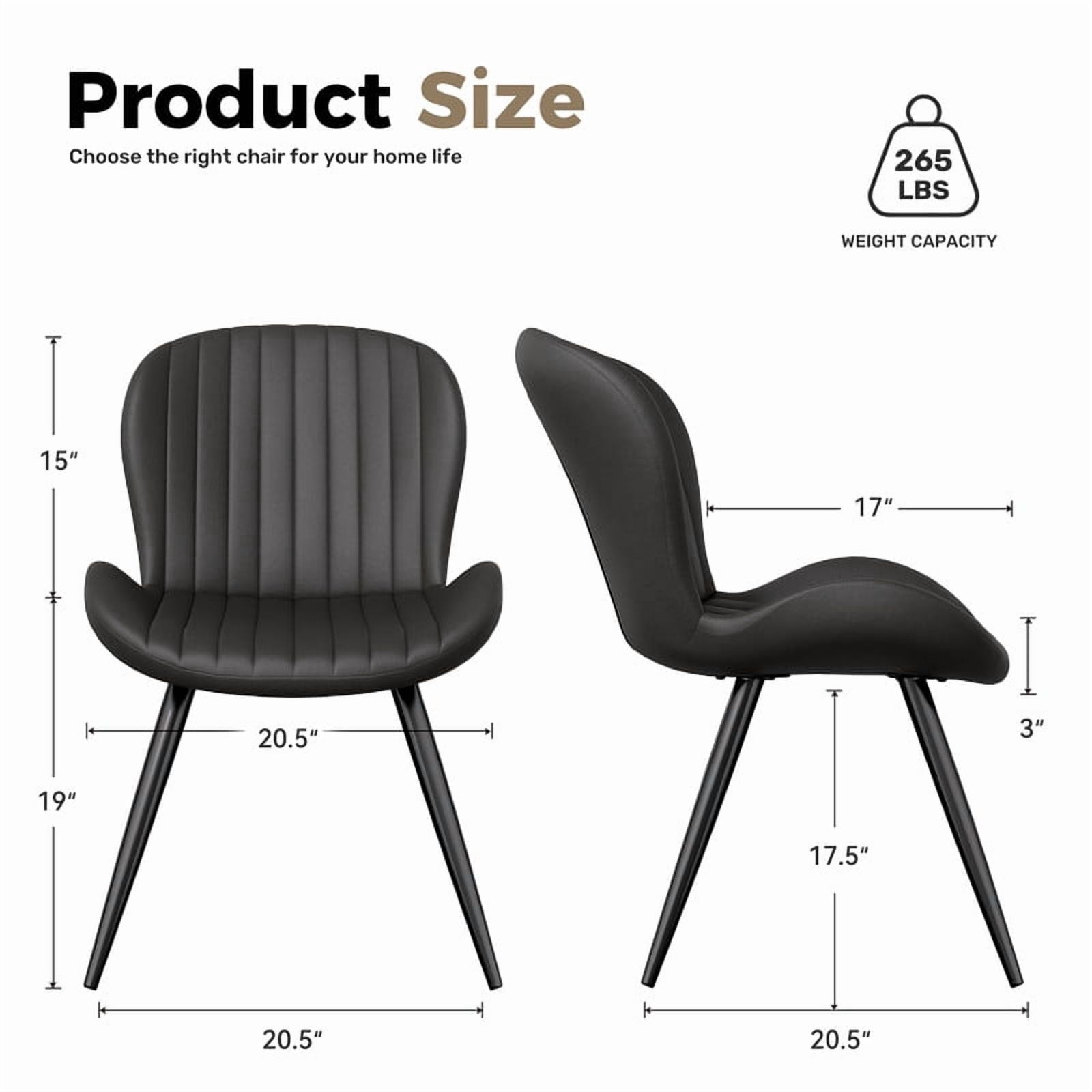 Daluvenix Modern Dining Chairs Set of 4 Upholstered Comfy Fabric Kitchen & Dining Room Chairs with Metal Legs & Thick Cushions for Living Room, Black