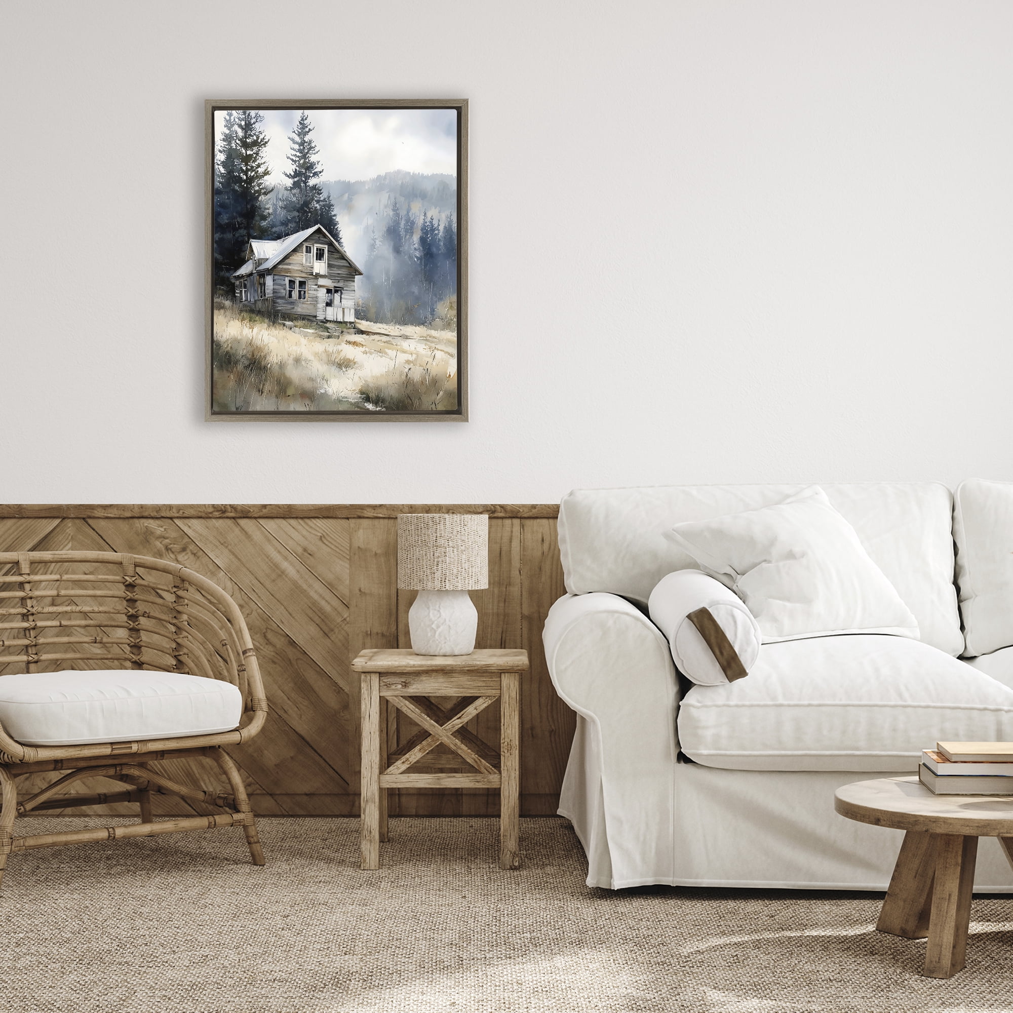 Stupell Industries Old Mountain House Brown Framed Floater Canvas Wall Art, design by Franklyn Gregory