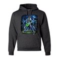 thumbnail image 1 of Rocking out Skeleton Playing Guitar | Mens Halloween Hooded Sweatshirt Graphic Hoodie, Heather Black, Medium, 1 of 3