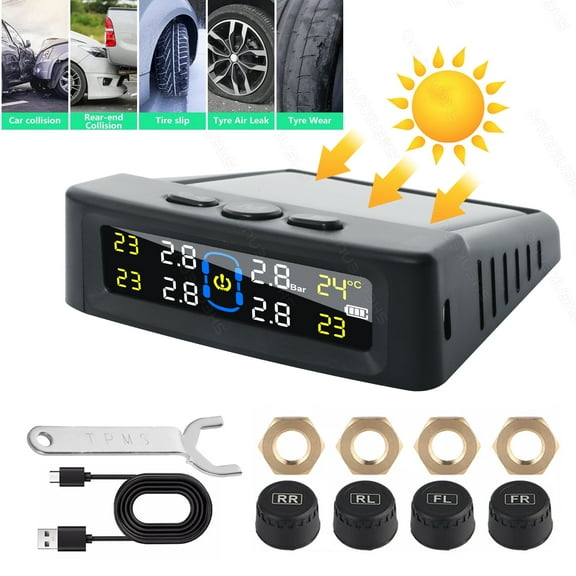 Tire Pressure Monitoring System, Low Power Consumption Clear To Read Usb Tire Pressure Monitoring System For Monitor Tire Pressure And Temperature For Car