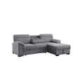 thumbnail image 2 of Kipling II 92.5"W Light Gray Chenille Sleeper Sectional Storage Cupholder USB, 2 of 6