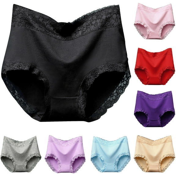 QLEICOM Cotton Underwear for Women,Women's Panties,Plus Size High Waist Panties Cotton with Lace Tummy Control and Butt Lifting for Shaping Comfortable and Full Coverage Support Light Blue