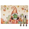 thumbnail image 2 of Thanksgiving Gnome Placemats Set of 1 Watercolor Leaves Heat Insulated Linen Place Mats, Washable Stain-Proof Table Mats for Dining Tables Holiday Decor 13x19inch, 2 of 9