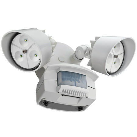 Lithonia White 2 Head Outdoor LED Security Floodlight Motion Sensor Lighting