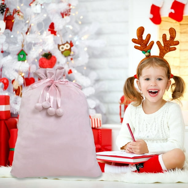 Juguete Navideño Bal de Saco con Cordn Ajustable, Bolsa de Regalo de Lana Grande, Contenedor de Decoracin de Navidad, Regalo de Fiesta, para Hogar u Oficina, Material de Lana, Ajustable,