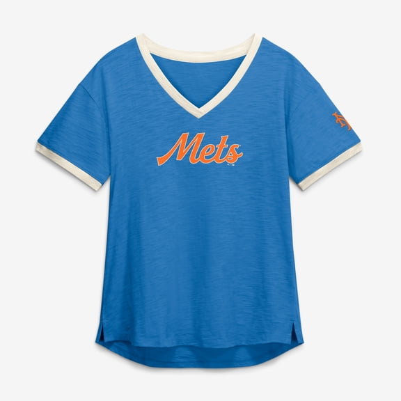 Women's Fanatics Royal New York Mets Relaxed Fit Vintage Play- Slub V-Neck Fashion Top