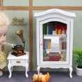 thumbnail image 3 of Mueble de casa de muñecas en miniatura, vitrina blanca con parte superior curvada, 3 of 3