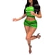 thumbnail image 4 of SAYOO Blusa de manga corta impresa a rayas y shorts ajustados elásticos SAYOO moda, 4 of 8