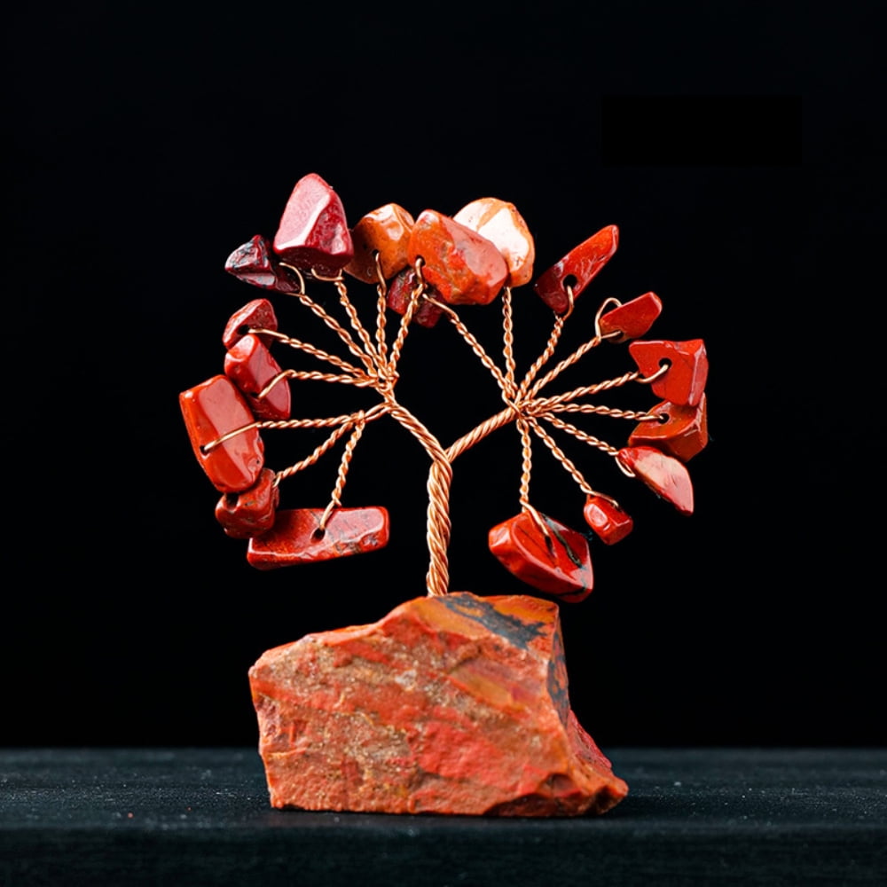 Feildoo Red Jasper Crystal Tree, Red Jasper Base Crystals Bonsai Money ...