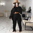 thumbnail image 3 of Scyoekwg Women's Fall Two Piece Outfits Short Long Sleeve Sweatshirt Jogger Sweatpant Matching Outfits Casual Two Piece Set Fashion Sweatsuit Tracksuit (Black,XXL), 3 of 7