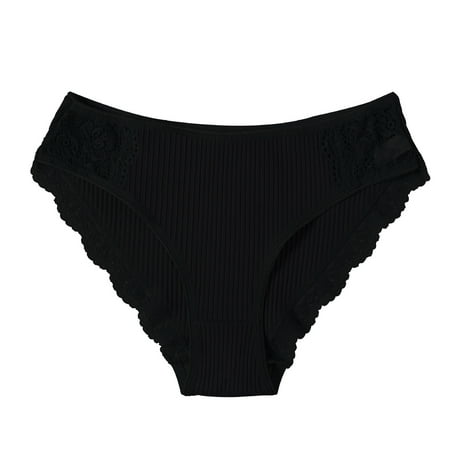 

Women s Lace Brief Rib Design Low-Waist Underwear Breathable Cotton Fabric Panties for Teens Adults