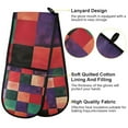 thumbnail image 2 of Yayeee Double Oven Mitt Kitchen Heat Resistant Baking 35" x7" Quilted Glove, Red and Purple Plaid Pattern, 2 of 6