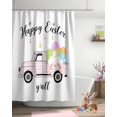 thumbnail image 3 of Easter Shower Curtain Easter Eggs Truck Shower Curtains for Bathroom Decor Bunny Tail Pink Check Plaid Bath Curtains Sets for Spring Easter Bathroom Decor Fabric Waterproof Extra Long 72" X 84", 3 of 6