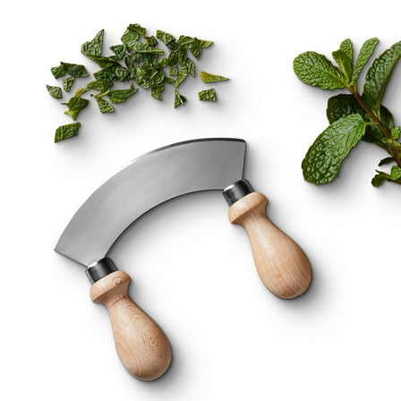 Classic Cuisine 5.6” Stainless Steel Mezzaluna Knife with Double Handles