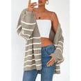 thumbnail image 6 of Women'S Oversized Cardigan Sweaters Fall Long Lantern Sleeve Knit Open Front Sweater Khaki White S, 6 of 8