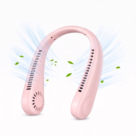 MOSENSE Portable Neck Fan,Hands Free Bladeless Cooling Fan, Super Quiet and Rechargrable, Adjustable Neckband Size, 3 Speed 2400mAh Battery Operated, Gift For Loved Ones Outdoors Pink.