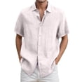 thumbnail image 3 of Cotton Linen Shirts for Men Summer Casual Short Sleeve Lightweight Button Down Collared Dress Shirt Workwear, 3 of 6