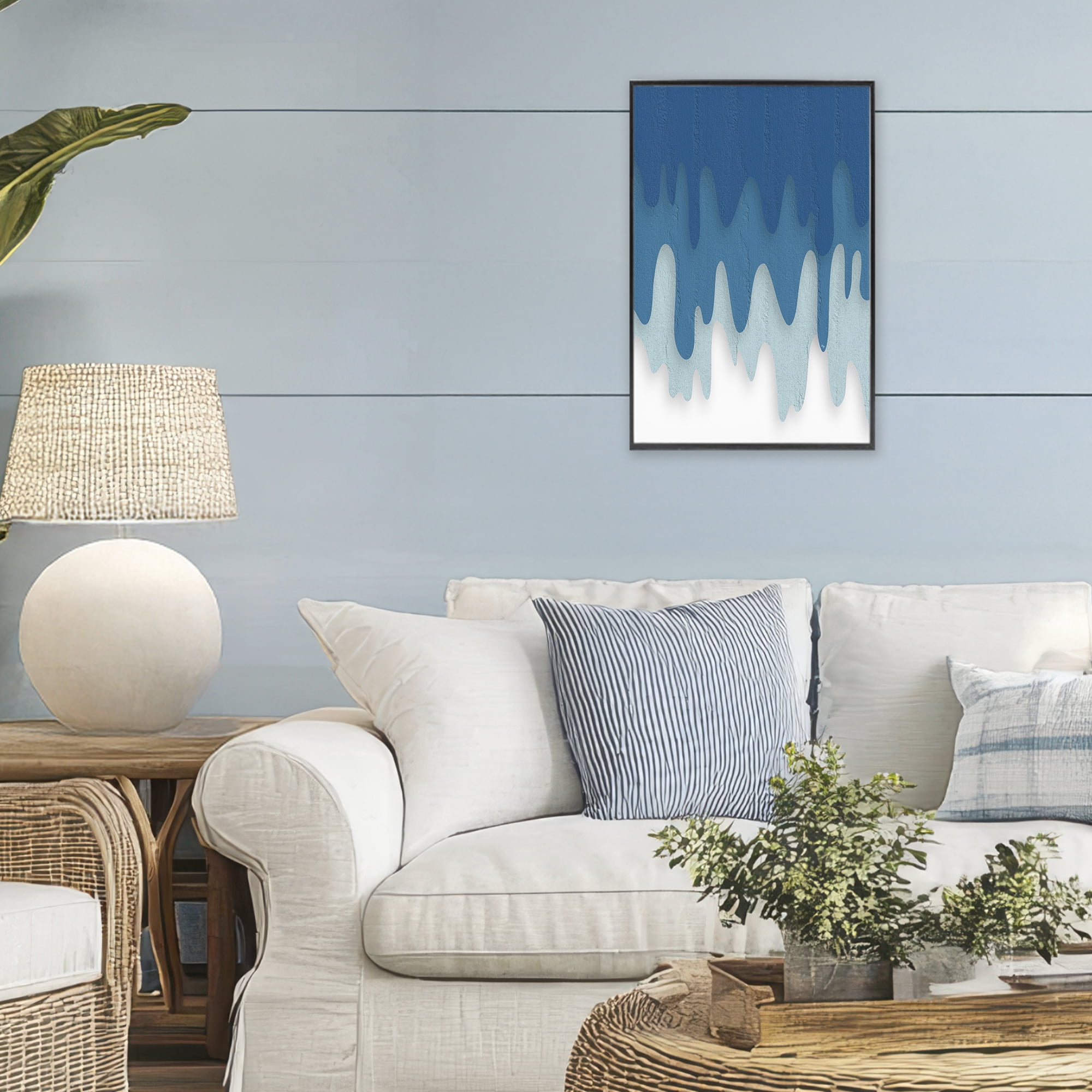 Stupell Industries Water Wave Fluid Contour Black Framed Giclee Art, design by Martina Pavlova