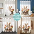 thumbnail image 5 of No Hook Shower Curtain with Snap in Liner, Spring Easter Egg Bunny on White Waterproof Bath Curtain Double Layers with See Through Top Window, Colorful Flower Leaf Hotel Shower Curtains 60x72in, 5 of 9