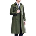 thumbnail image 3 of Mens Trench Coat Double Breasted Long Jacket Casual Windbreaker Notched Lapel Belted Overcoat Army Green XXL(XXL), 3 of 5