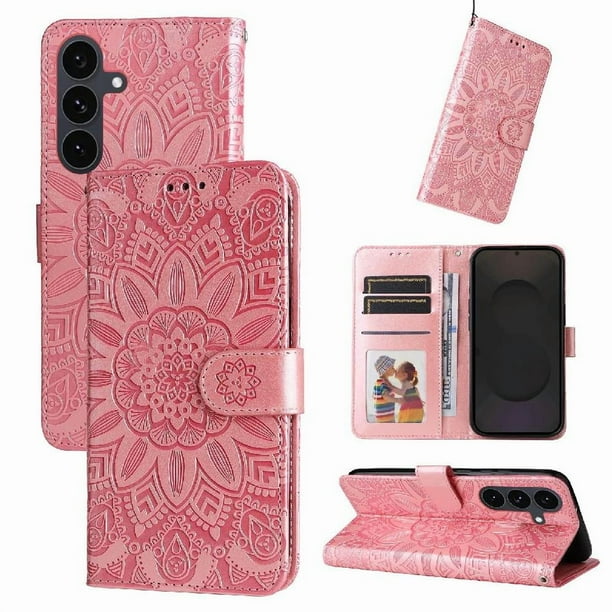 Funda tipo cartera GANGXUN para Samsung Galaxy S25 FE , diseño girasol, cuero PU, soporte, cierre magnético, tarjetero