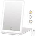 thumbnail image 1 of Rechargeable Travel Makeup Vanity Mirror, Portable Lighted Makeup Beauty Mirror, 3 Color Lighting, Dimmable Touch Screen, 1 of 5