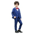 thumbnail image 5 of CUZIBR Baby Outfits Boys Formal Suits Four Piece Shirt Tuxedo Gentlemen Solid Color Jacket Shirts Trousers Bowtie Wedding Party Activist Dress Wear Cute Winter Outfits,Navy,9-10 Years, 5 of 5