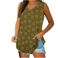 thumbnail image 2 of Tank Tops for Women under $5 V-Neck Basic Casual Flowy Summer Sleeveless Print Tank T-Shirt Brown M, 2 of 5
