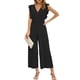 thumbnail image 1 of Mono con cuello en V, pantalones para mujer, mamelucos casuales sin mangas con cintura, pierna recta plisada, 1 of 7