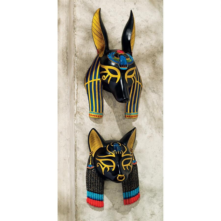 Design Toscano Masks of Ancient Egyptian Gods Set of Anubis and Bastet