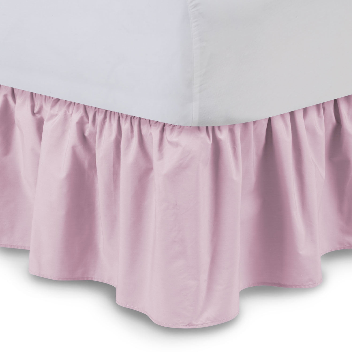 Harmony Lane Ruffled Bed Skirt 14 Inch Drop, King, Pink Poly/Cotton