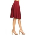 thumbnail image 3 of Women's High Waist Basic Stretchy Casual Solid A-Line Midi Skirts, 3 of 6