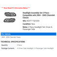 thumbnail image 2 of Headlight Assembly Set 2 Piece - Compatible with 2004 - 2005 Chevy Classic, 2 of 2