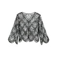 thumbnail image 6 of TiaoBug Women Vintage Hollow Lace Bolero Cardigan Sequins Cape Evening Party Dress Shrug Cover Up Silver One Size, 6 of 7