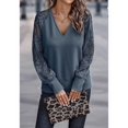 thumbnail image 4 of Womens Long Sleeve Shirts V-Neck Lace Tops Business Casual Blouses Tee Trendy Fall Fashion Outfits Clothes Grey XL, 4 of 7