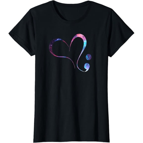 Semicolon Heart Suicide Prevention Awareness T-Shirt