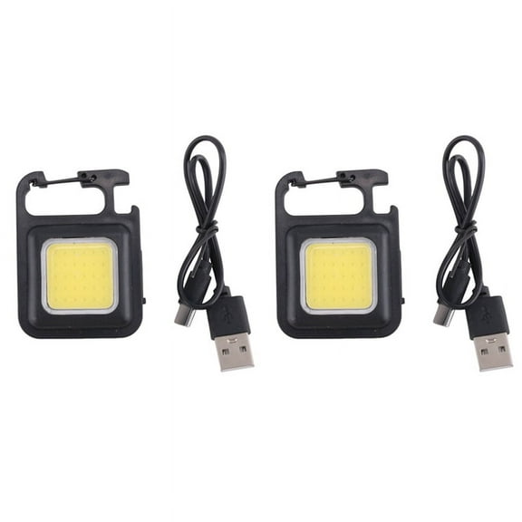 2X Camping Keychain Light Multi-Function Work Light Magnetic Work Light Red and Blue Flashing Mini Flashlight Outdoor