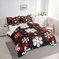 thumbnail image 3 of Feelyou Snowflake Twin Bedding Sets 7-Piece for Teens, Black Red Plaid Bedding Comforter Set, Merry Christmas Reversible Sheet Sets, Breathable Home Decor, 3 of 7