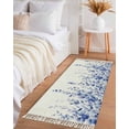 thumbnail image 3 of Eucalyptus Leaves Blue Entryway Runner Rug 2x4ft,Watercolor Spring Botanical Washable Woven Living Room Hallway Bedroom Kitchen Carpet with Tassels,Indoor Outdoor Throw Door Mat for Entryway, 3 of 5