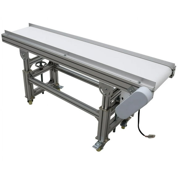 59''x 11.8'' PU Belt Conveyor with Aluminum Frame & White Food Grade PU Belt for Packing Shipping