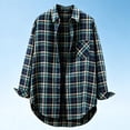 thumbnail image 2 of hlysgo Flannel Shirt for Women Plaid Cowgirl Button Down Shirts Long Sleeve Casual Tops with Pocket Green,2xL, 2 of 5