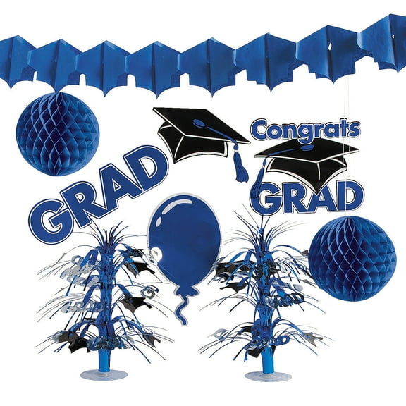 Blue Graduation Decorating Kit - Party Decor - 9 Pieces