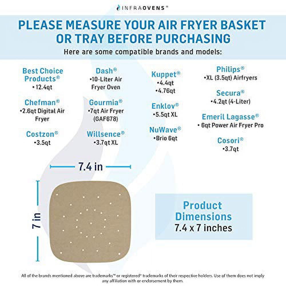  Air Fryer Parchment Paper Liners Compatible with Chefman,  Cosori, Dash, Nuwave®, Philips and more